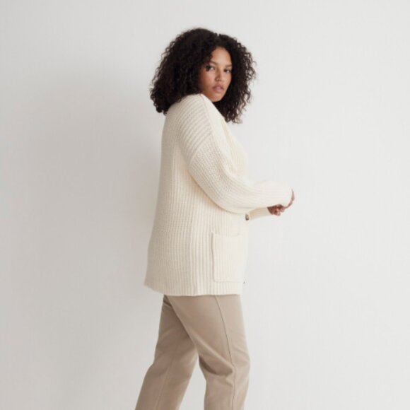 New Madewell Textural-Stitch V-Neck Cardigan Sweater XL - Picture 4 of 10